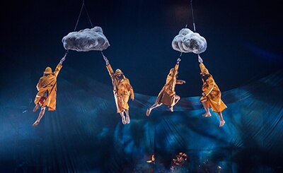 Clown volants dans les air du Cirque du Soleil
